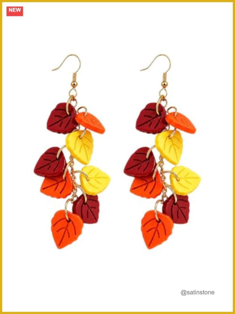 Leaf Dangle Earrings Lever Back Zinc Alloy Thanksgiving Fall Jewelry